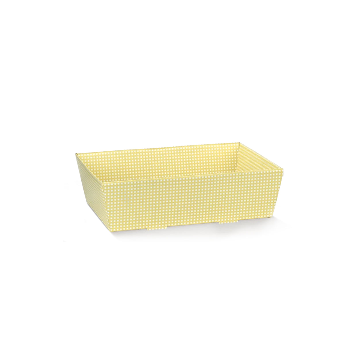Cesto pasquale vuoto a quadretti di colore giallo 