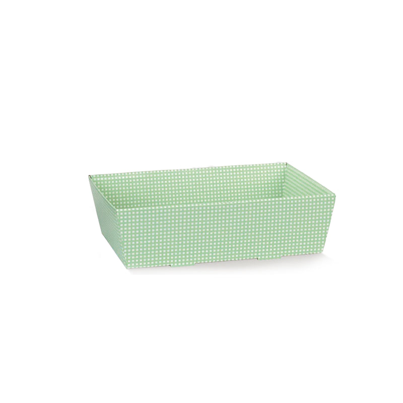 Cesto pasquale vuoto a quadretti di colore verde