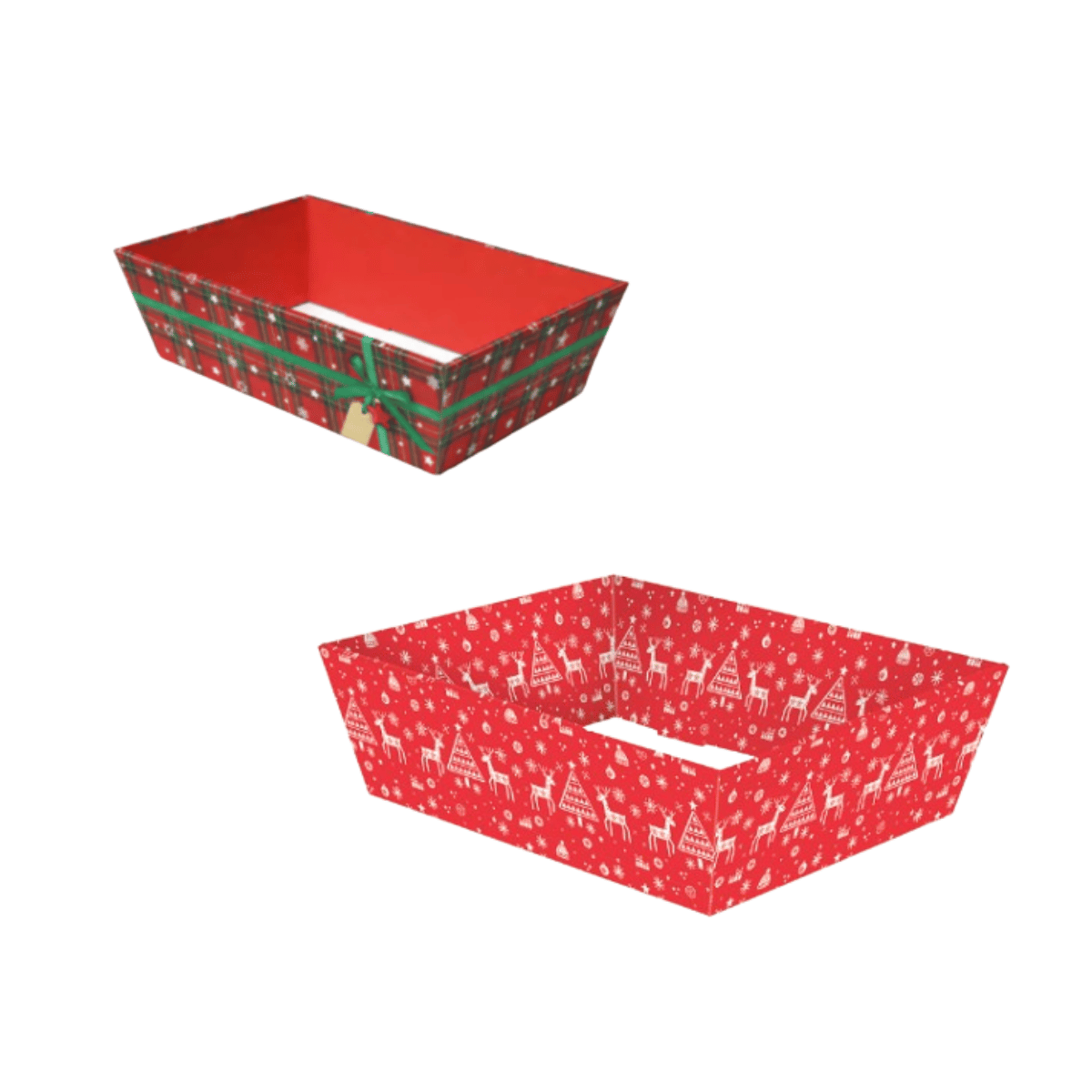 Due cestini natalizi con fantasie diverse sul natale