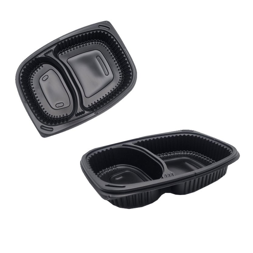Vaschetta di plastica nera a due scomparti
