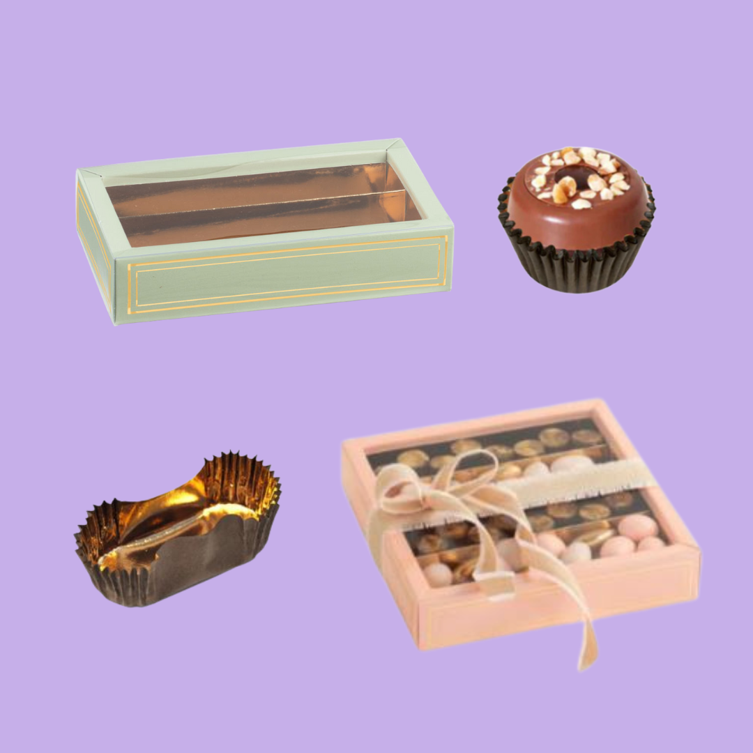 Due scatole di cioccolatini e pirottini vari e misure