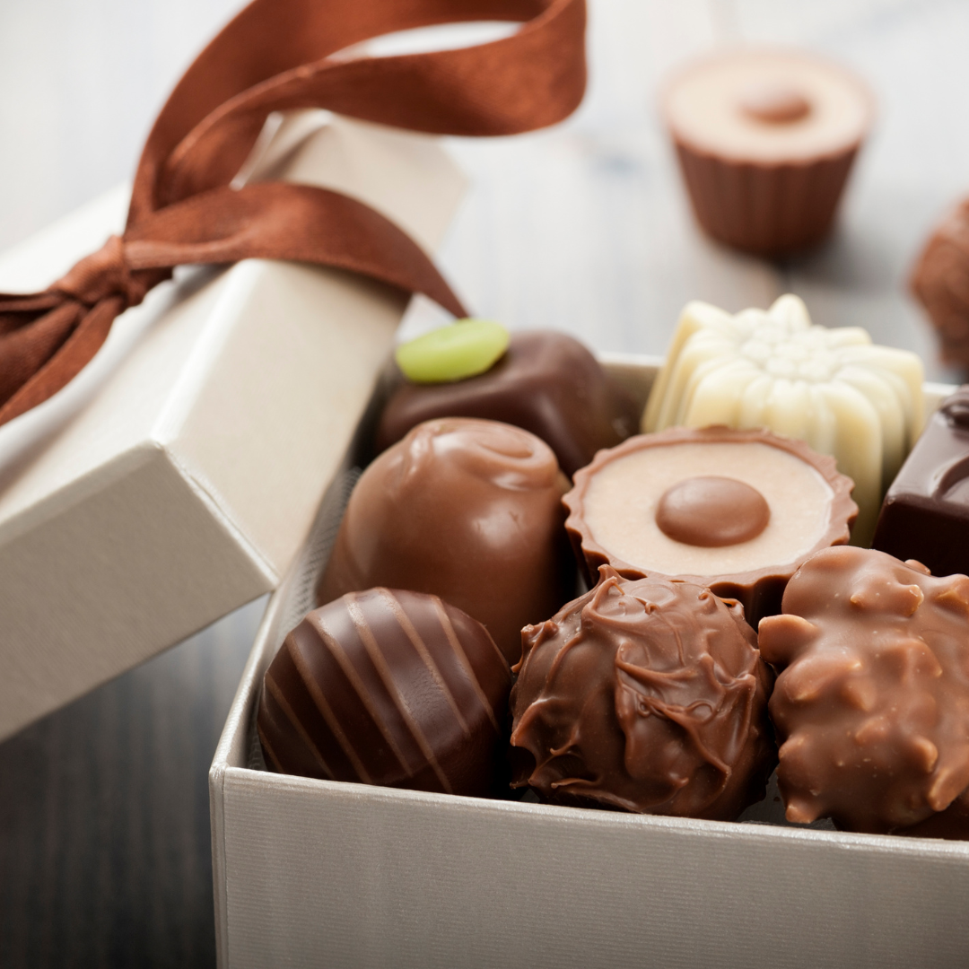 Assortimento vario di cioccolatini in una box