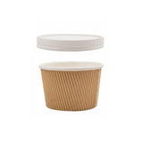 Ciotola di carta color avana con coperchio per cibo da asporto 