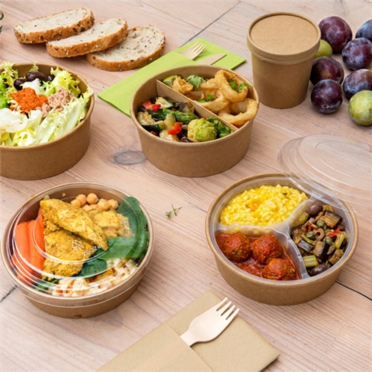 Ciotole poke con accessori scomparti da € 0,064 Cad + Iva