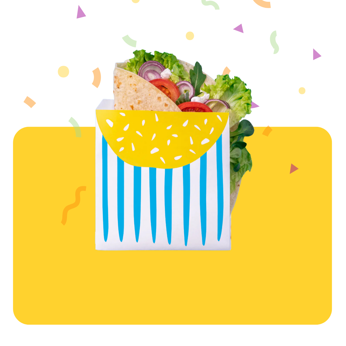 Banner giallo  carta antigrasso con piadina dentro