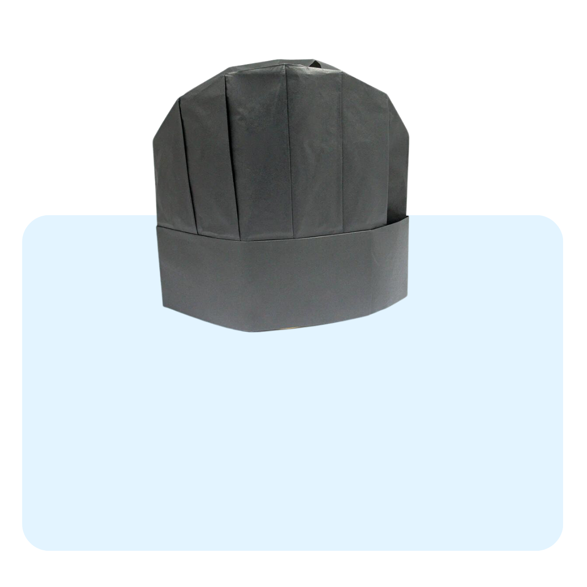 Banner con sfondo azzurro con: cappellino da cuoco nero