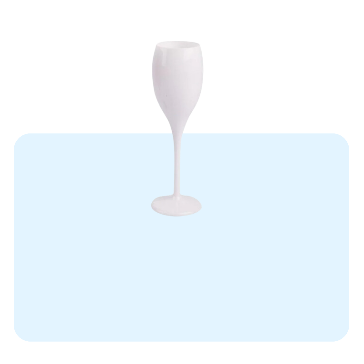 Banner con sfondo azzurro con: flute bianco 
