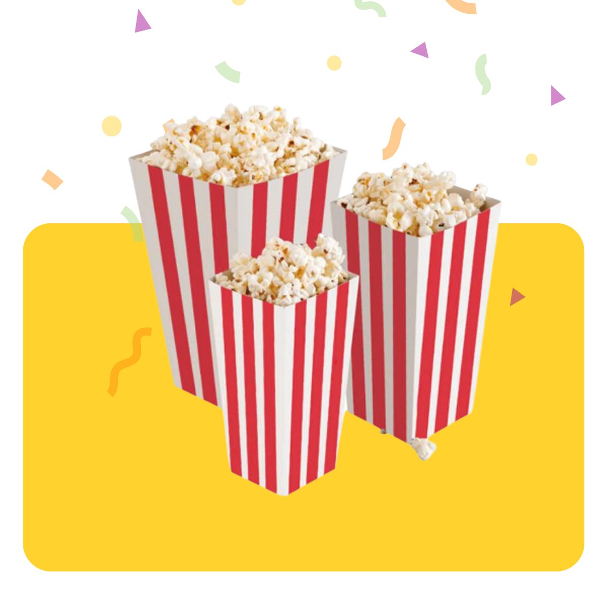 Banner giallo  contenitori righe bianco rosse per pop corn