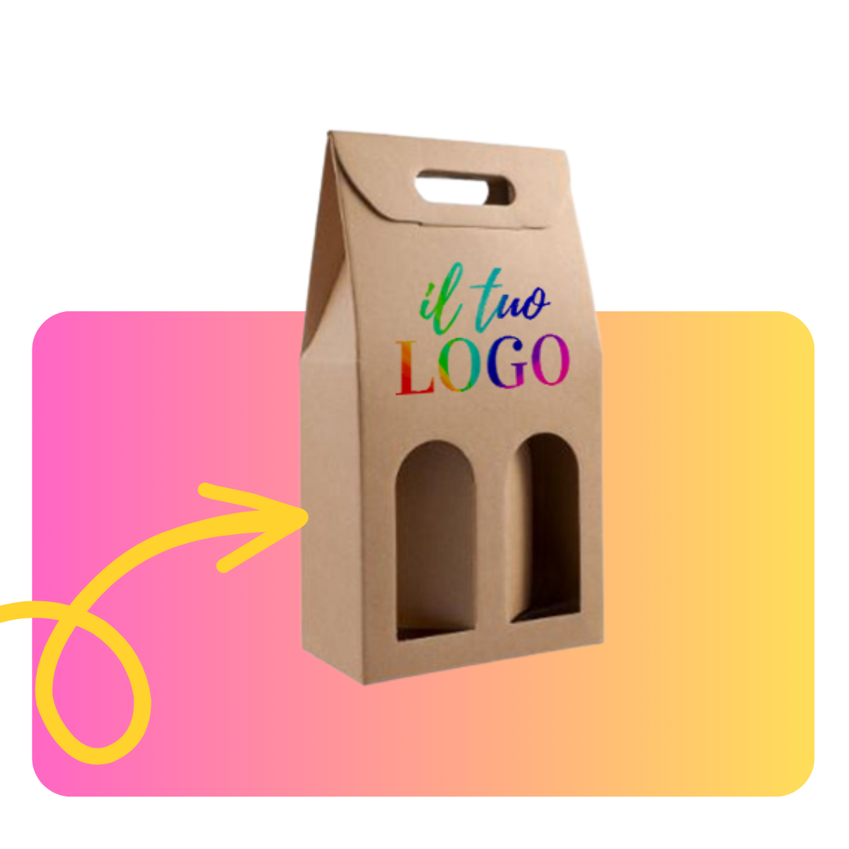 Scatola porta bottiglie per due, personalizzato con il tuo logo