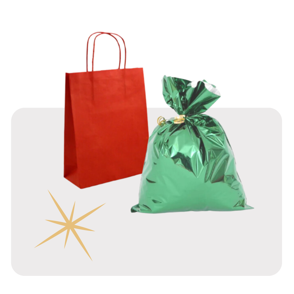 Shopper natalizie, una rossa ed una verde lucida
