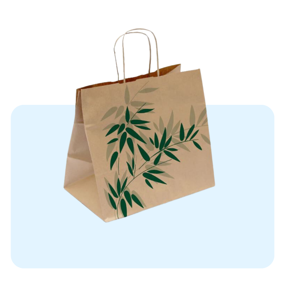 Shopper di carta avana con foglie verdi 