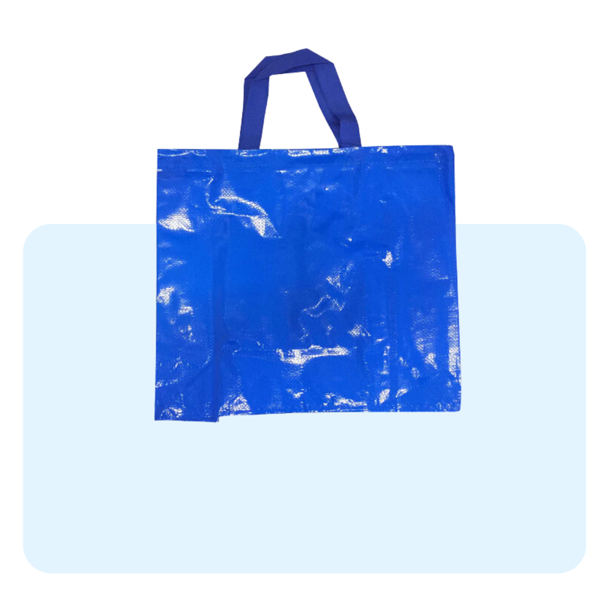Banner con sfondo azzurro con: shopper blu