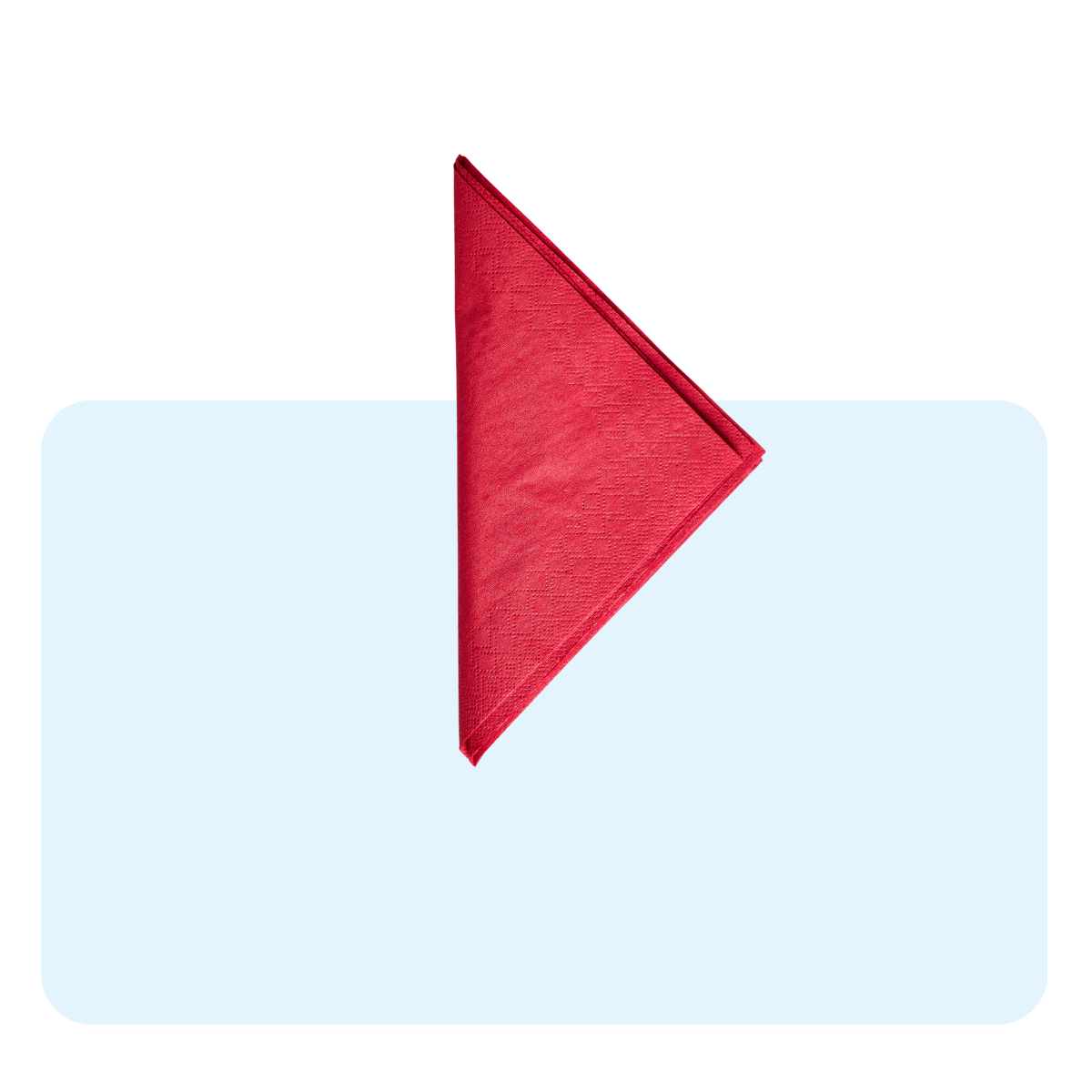 Banner con sfondo azzurro con: tovagliolo rosso piegato a triangolo 