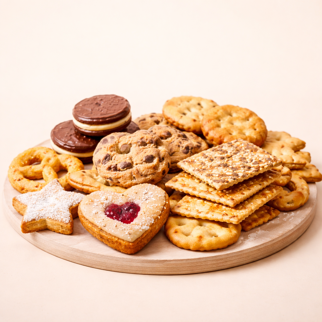 Tagliere tondo con biscotti vari 