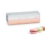 Confezioni rettangolari base rosa e sopra trasparente per macarons