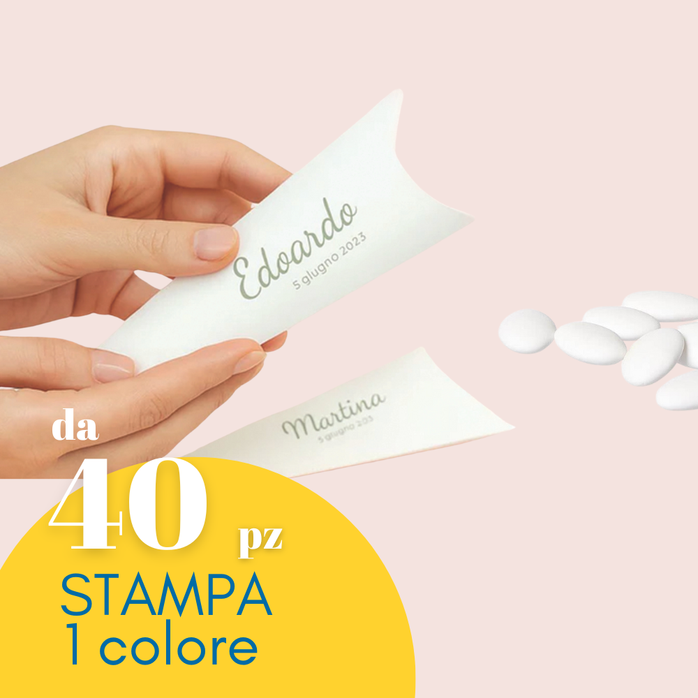 Scatola bomboniera con in cartone bianco per alimenti personalizzabile con stampa 1 colore