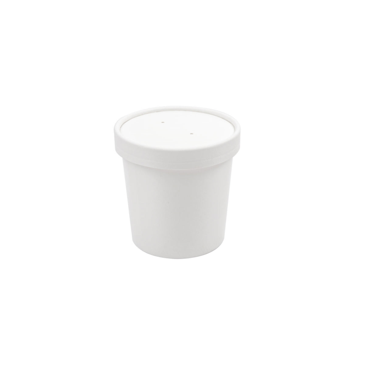 Contenitore bianco da asporto, di carta, cilindrico, con coperchio 