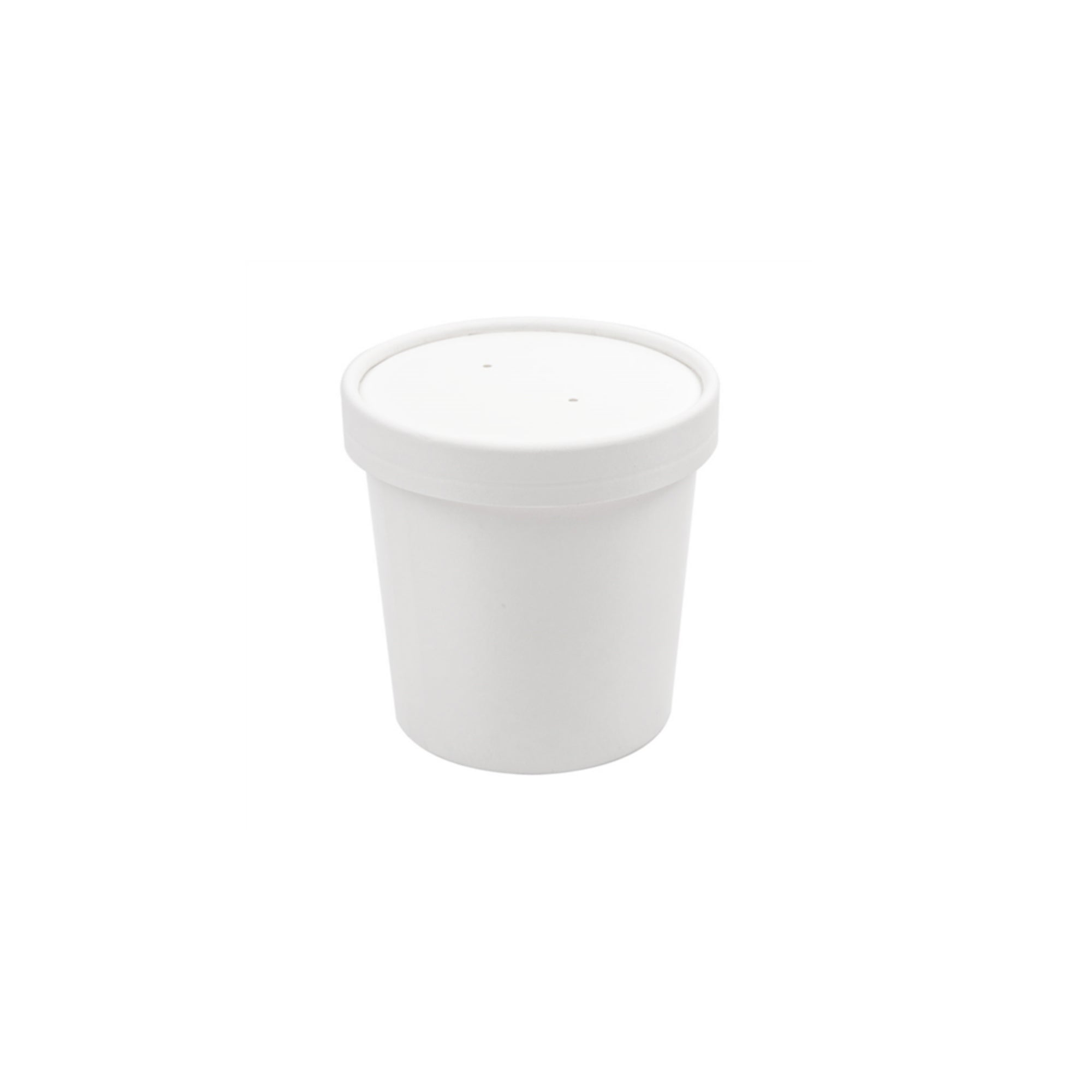 Contenitore bianco da asporto, di carta, cilindrico, con coperchio 