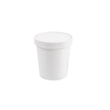 Contenitore bianco da asporto, di carta, cilindrico, con coperchio 