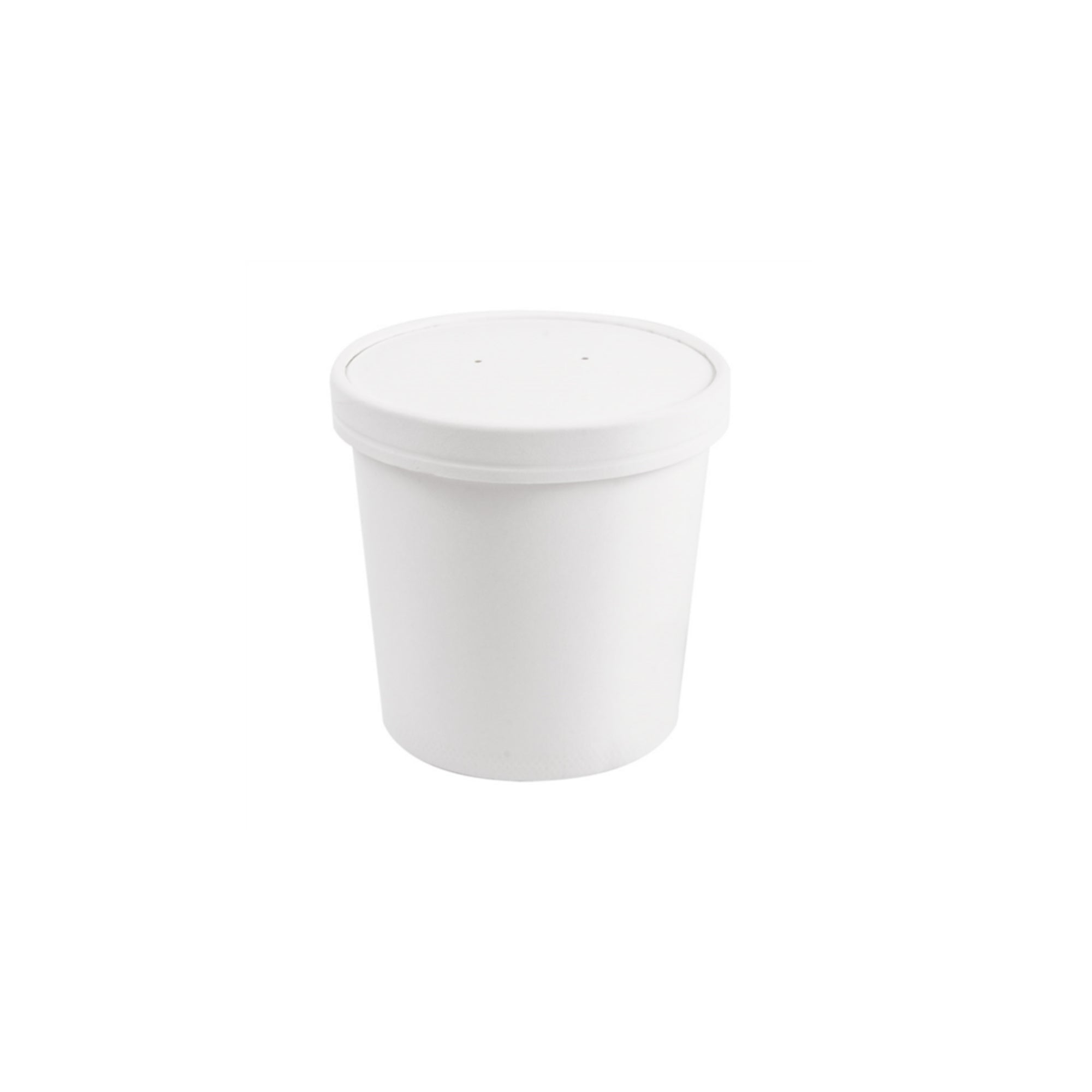 Contenitore bianco da asporto, di carta, cilindrico, con coperchio 