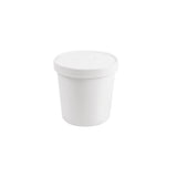 Contenitore bianco da asporto, di carta, cilindrico, con coperchio 