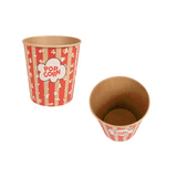 Contenitore a righe per pop corn, mostrato dia da sopra 