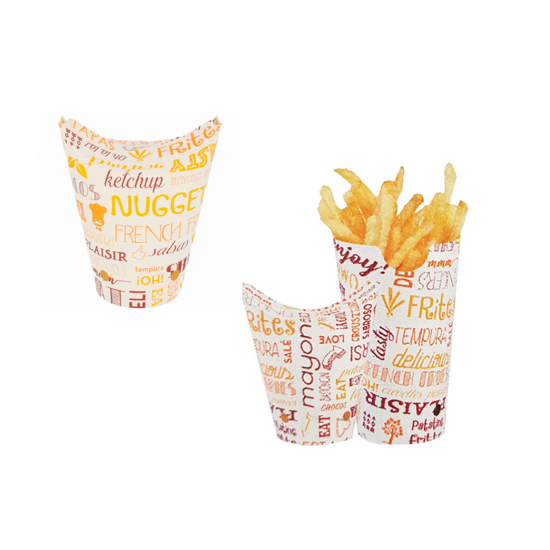 Contenitore in carta asporto fritto con stampa (cartone intero) da € 0,099 Cad + Iva