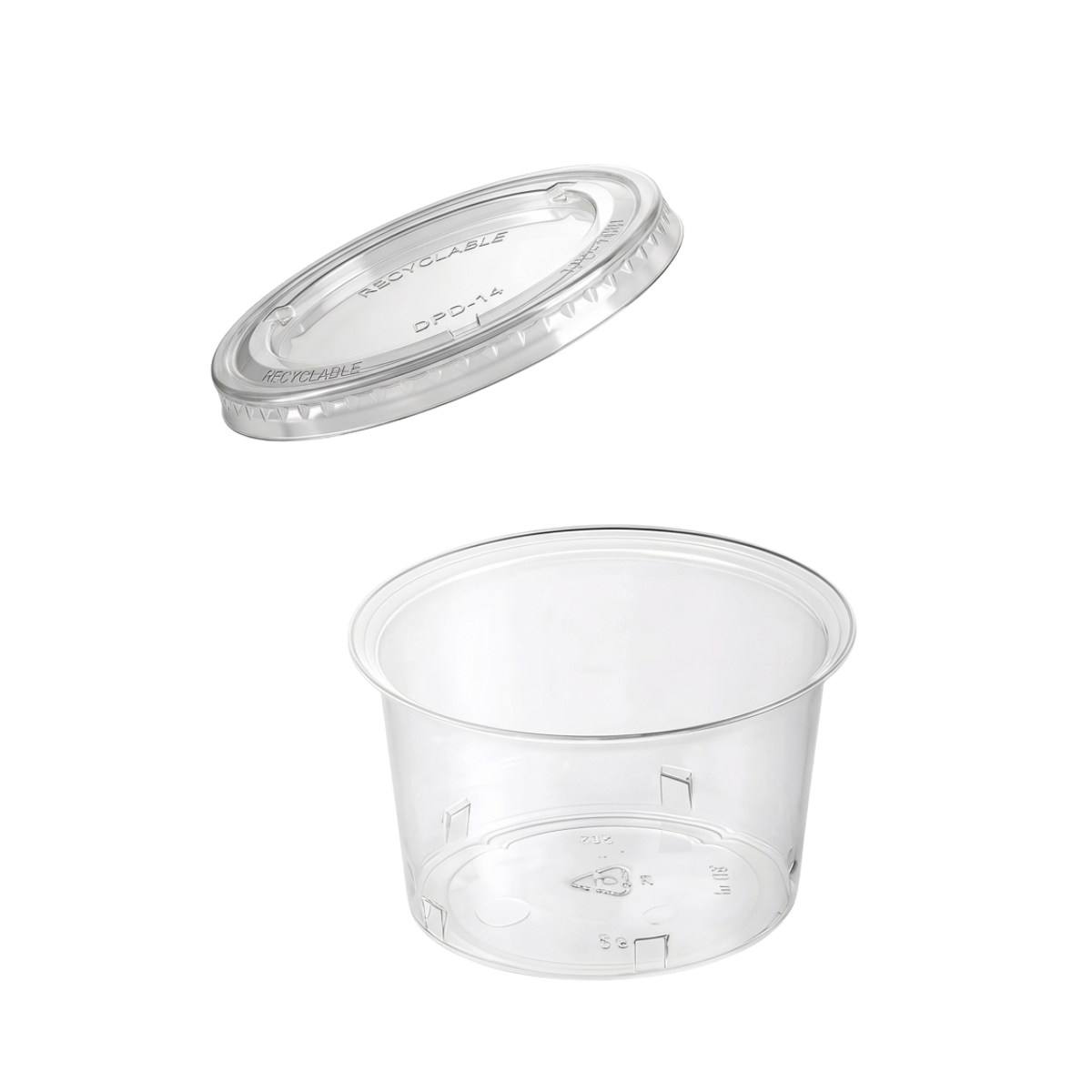 Vasetto tondo trasparente con coperchio  di plastica