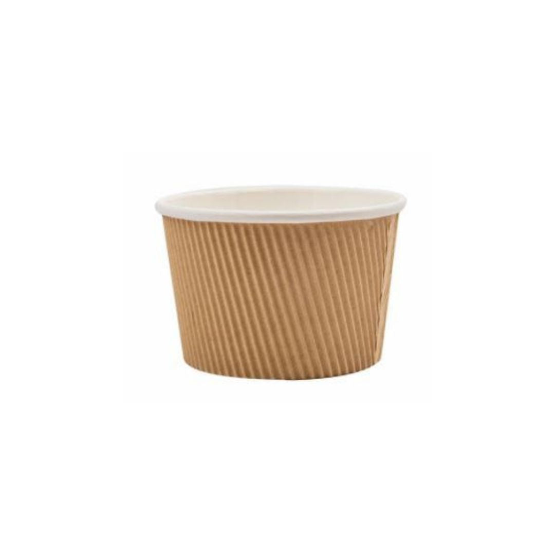 Coppetta gelato color avana ondulata, vuota