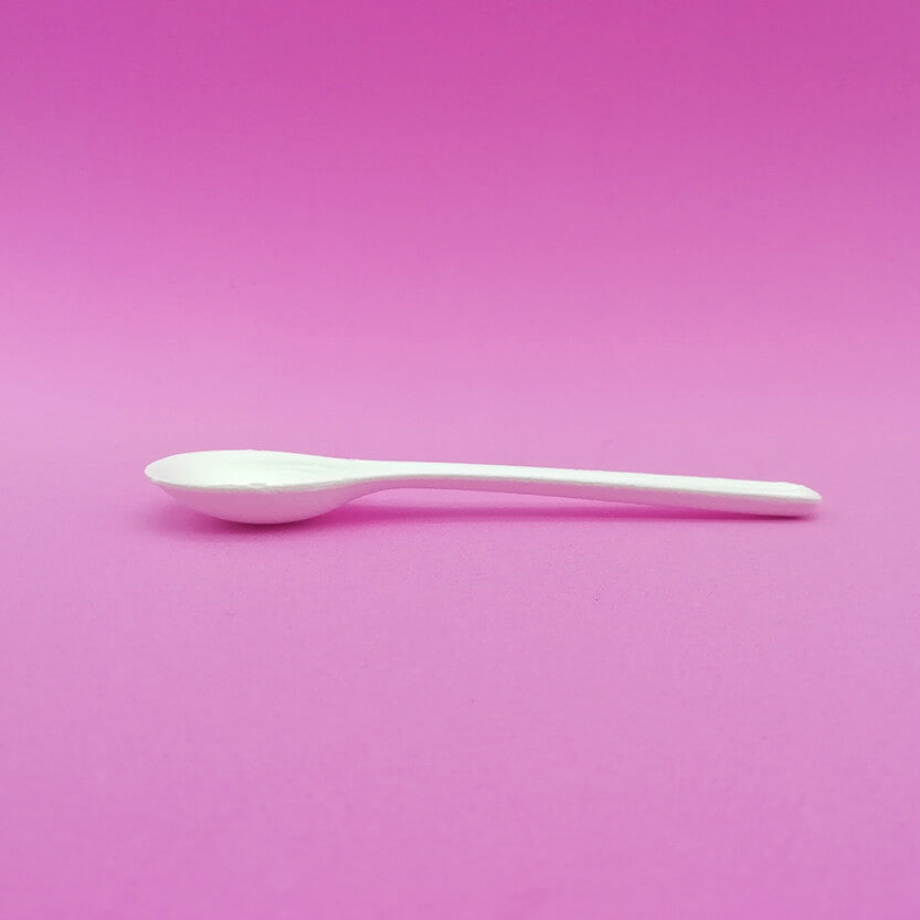 Cucchiaino bianco monouso in polpa di cellulosa bianco