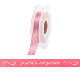 Nastro di tessuto rosa con la scritta bianca prodotto artigianale