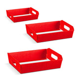 Cesti di cartone, rettangolari , rossi, tre diverse misure