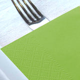 Dettaglio su tovagliolo di carta verde sopra una forchetta 