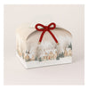 scatola porta panettone natalizia con fiocco rosso