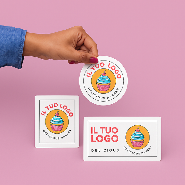 Etichette in carta rotonde quadrate rettangolari personalizzate con il tuo logo