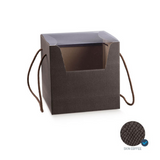 Scatola con finestra superiore  color skin coffe con manici in cordino 