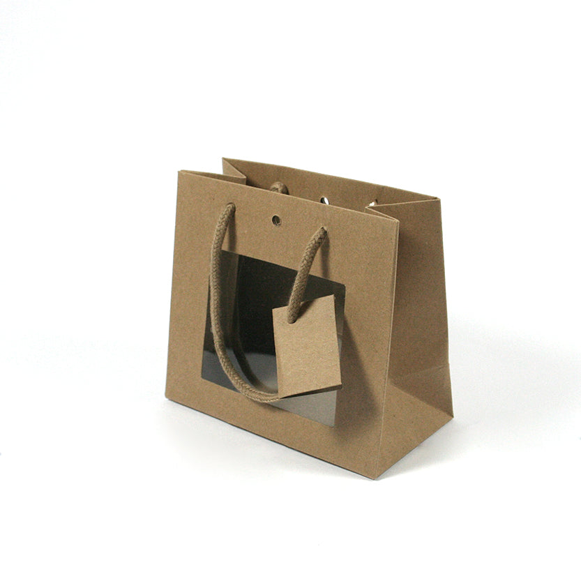 Shopper avana quadrata, con finestra, vuota 