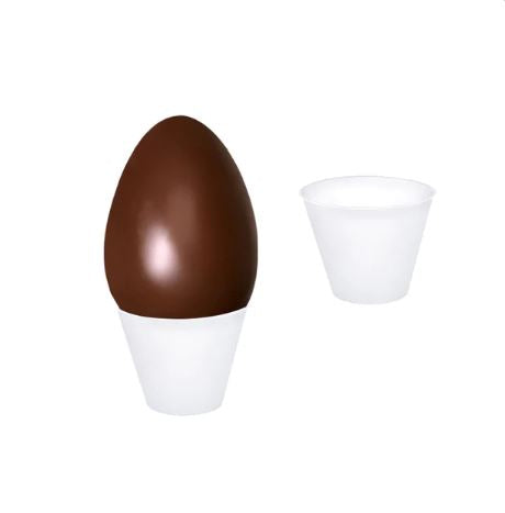 Base porta uovo di pasqua, di plastica, vuoto e con un uovo