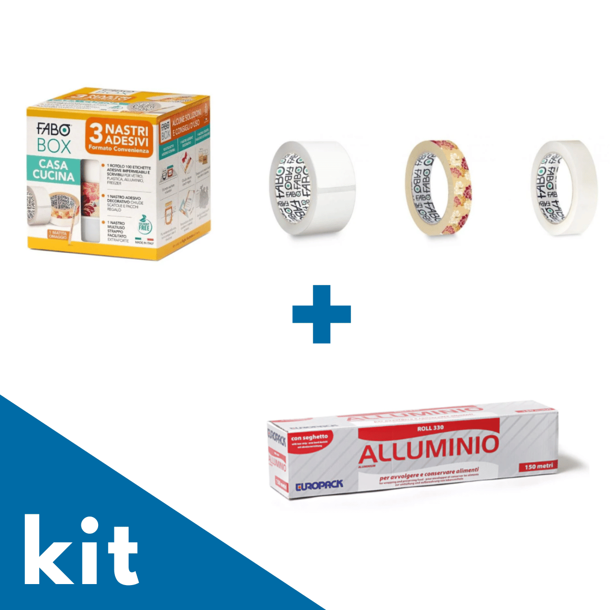 Kit di carta alluminio e tre nastri adesivi
