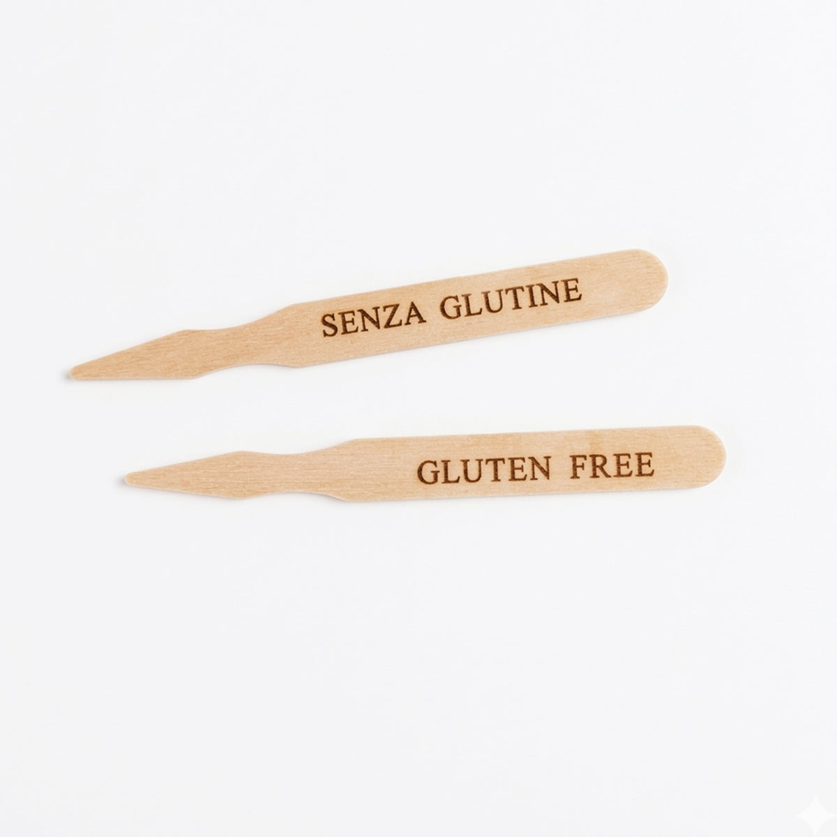 Marcatore, mostrato fonte e retro con la scritta SENZA GLUTINE / GLUTEN FREE