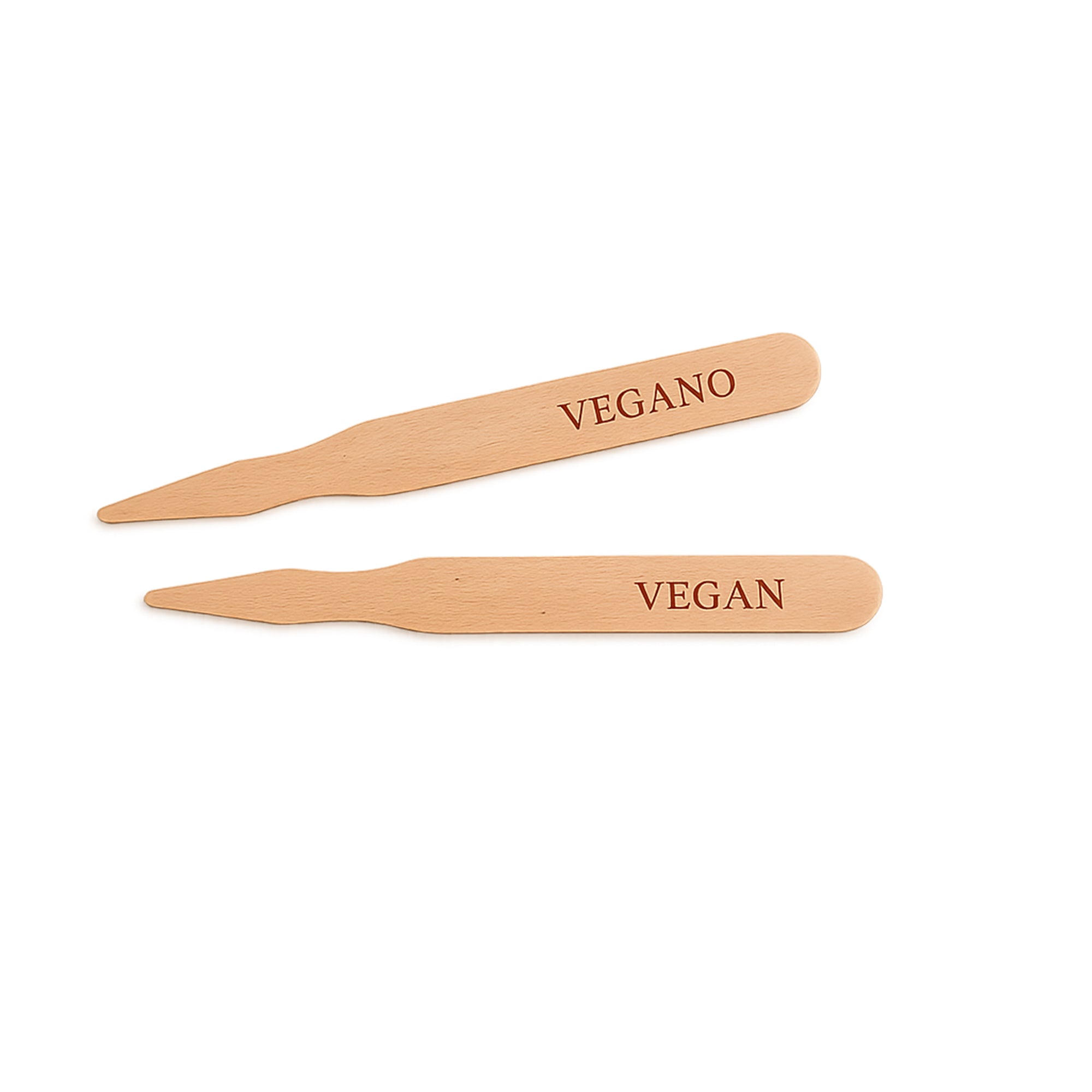 Marcatore, mostrato fonte e retro con la scritta  VEGANO / VEGAN