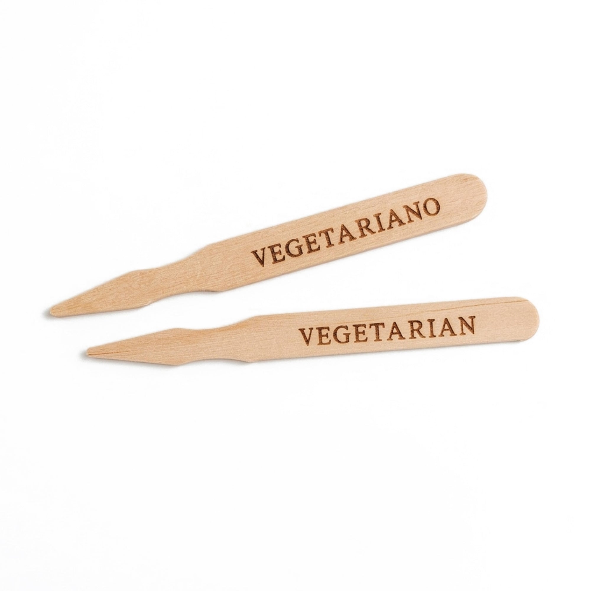 Marcatore, mostrato fonte e retro con la scritta VEGETARIANO / VEGETARIAN