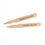 Marcatore, mostrato fonte e retro con la scritta VEGETARIANO / VEGETARIAN