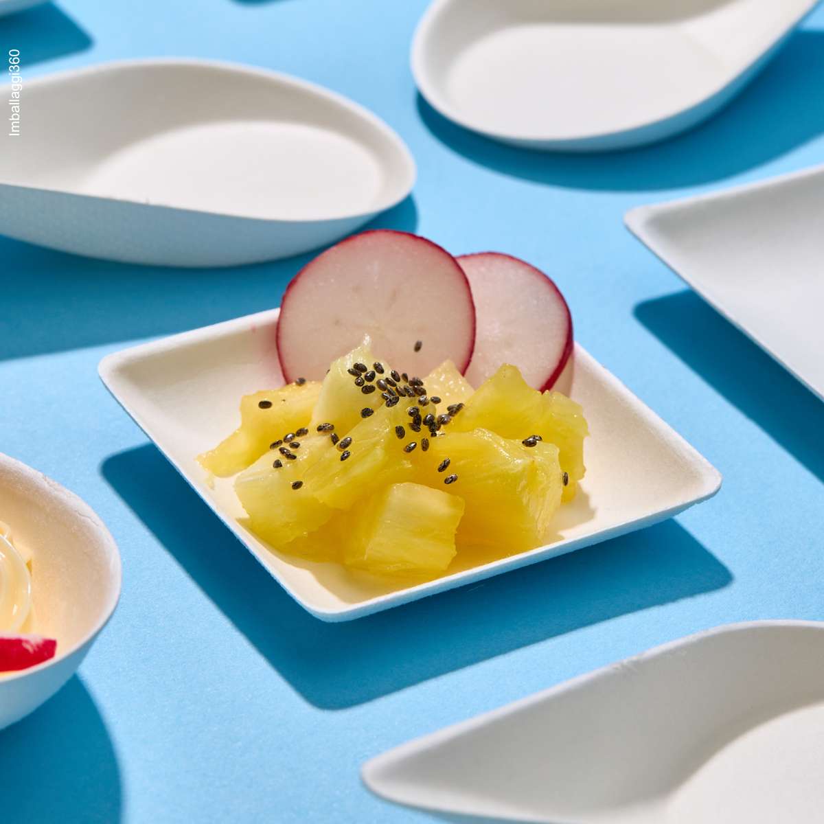 100 Ciotoline Aperitivo In Polpa Di Cellulosa - Quadrate 6.5x6.5cm, Biodegradabili, Per Finger Food - Foto 8