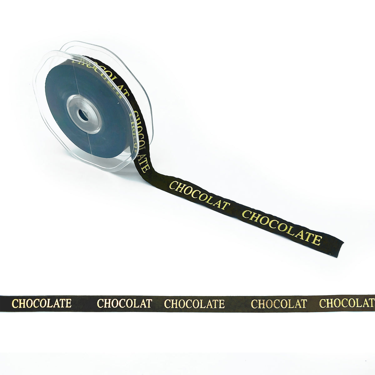 Nastro marrone con scritta dorata CHOCOLATE