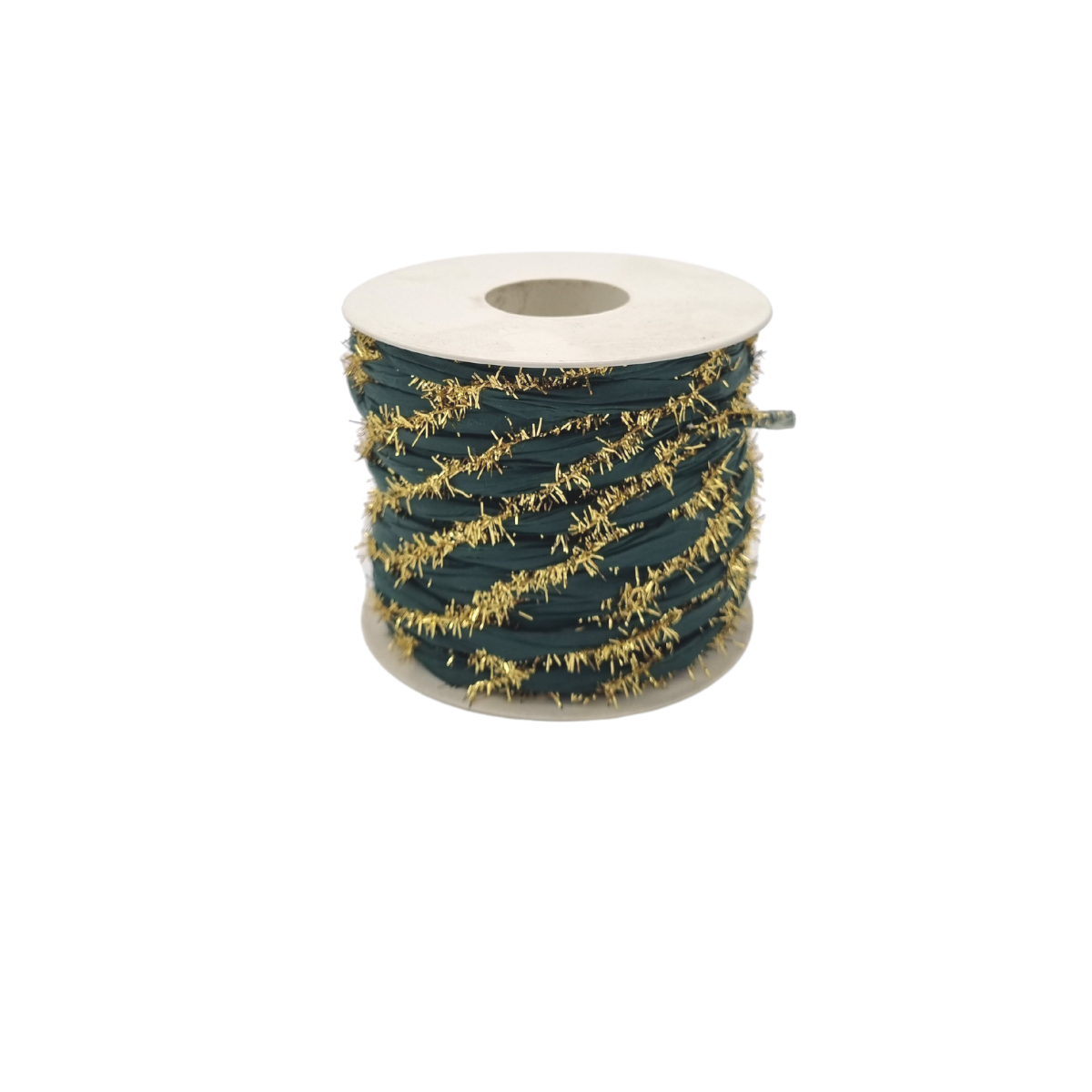 Rotolo di nastro decorativo verde ed oro 