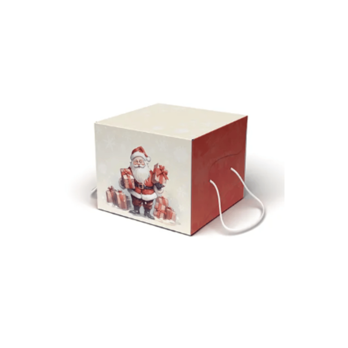 Scatola panettone con babbo natale e con cordini