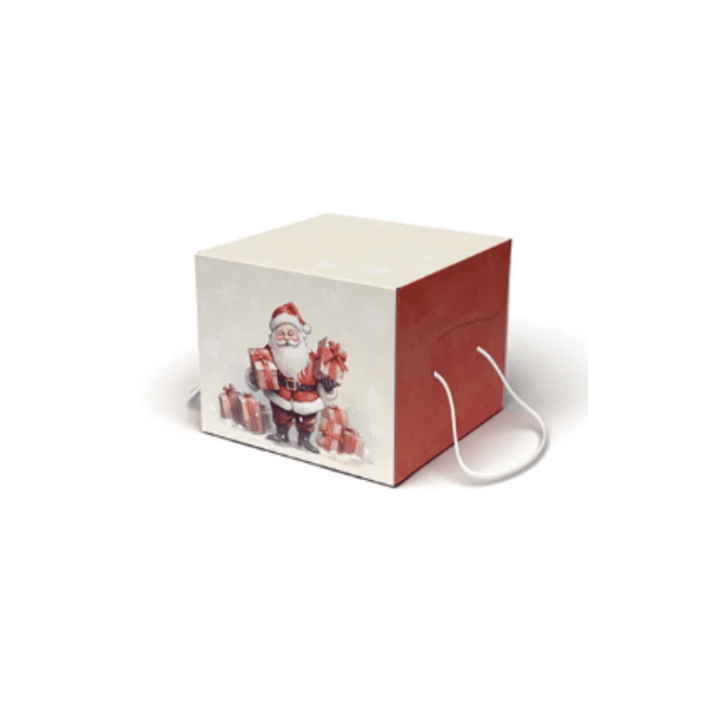 Scatola panettone con babbo natale e con cordini