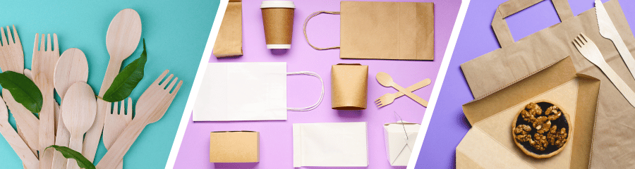 Posate, sacchetti, bicchieri take away, buste e porta pizza in cartone compostabile