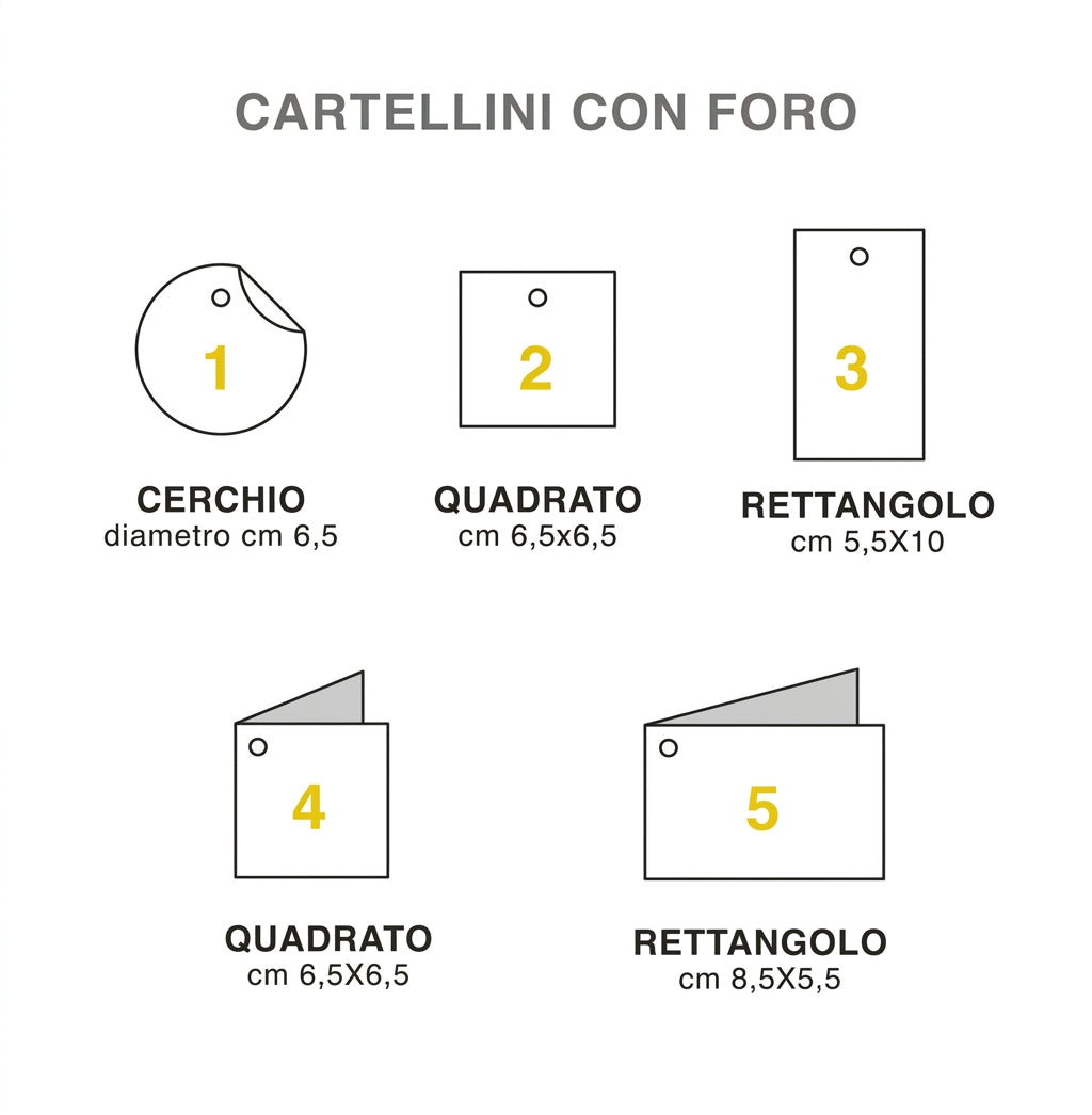 Cartellini con foro personalizzati